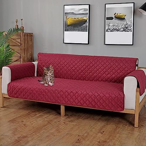 LXJDDLD Sectional Couch Covers Waterproof,L Shape Sofa Cover,Water Resistant Pet Sofa Slipcover,Chaise Lounge Cover,Washable Furniture Protector Cover for Kid,Easy Install,Wine red,Sofa