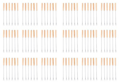 Speesy 108X Acero Inoxidable Codificación del Color Tenedores para Fondue de , Con De Madera, Pinchos Marshmallow Palos para Asar, 9,5 Pulgadas