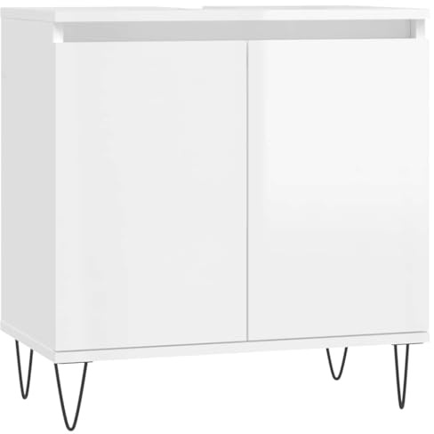 vidaXL Badschrank Hochglanz-Weiß 58x33x60 cm Holzwerkstoff
