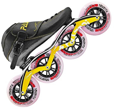 Professionelle Kohlefaser-Inline-Skates für Erwachsene für Damen und Herren, Outdoor-Fitness-Skaten, Doppelhärte-Räder, 4 x 110 Räder, einreihig, Renn-Skates, Blau/Schwarz (US13 (EU46), Schwarz)