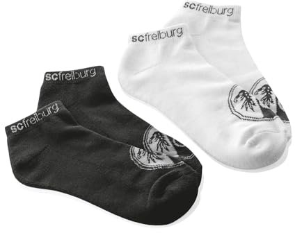 SC Freiburg Sneakersocken 2er-Pack (DE/NL/SE/PL, Numerisch, 43, 46, Regular, Regular, schwarz/weiß)