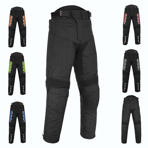 Pantalones de Moto para Hombre con Protecciones Pantalones Moteros Textiles Cordura Impermeables con protección en Caderas y Rodillas - Armadura certificada CE Armadura certificada (Large, Negro)