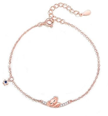 UOMSKTY Cartoon-Koala-Armband Für Damen – Elegante, Verstellbare S925-Zirkon-Anhänger-Armreifen, Festival-Party-Schmuck, Modische Kettenarmbänder, Charm-Chic-Accessoires, Trend-Geschenk, Verstellbar