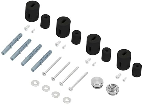 LuxeBath Halterung für Designheizkörper, Schwarz matt, für gerade Modelle, Montagematerial, Befestigung Satz, Montage Set, Aufhängung Halter Zubehör für Badheizkörper, Handtuchwärmer, Handtuchtrockner
