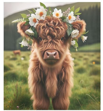 Exnundod Magnet Geschirrspülerabdeckung Schottland Highland Cow Blumen Herbst Magnetische Abdeckung für Geschirrspüler Tür Geschirrspüler Magnet Abdeckung Panel Kühlschrank Dekorativer Aufkleber 58,4