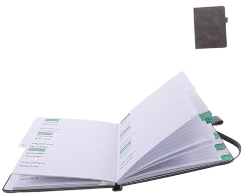 TEHAUX kleines Buch Taschenadressbuch Mini-Notizbuch adressbuch mit register Notizbücher Telefon Ledergürtel Passwortbuch für zu Hause kleiner Passwort-Organizer Zeitschrift Stifthalter
