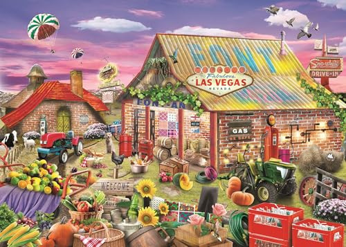 Puzzle 1000 Teile Farm Bauern Hof 69x51 cm Wimmelbild Gehirntraining Jigsaw
