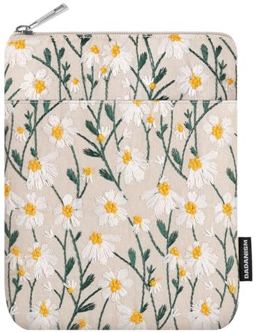 Dadanism 6-7 Daisy Embroidery Tasche Sleeve für 7 Der Neue Kindle Paperwhite und Kindle Colorsoft Signature Edition, 6 Kindle, 6,8 Kindle Paperwhite, Kobo/Tolino eReader, Weiße Gänseblume