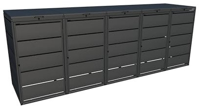MBOX24 Classic Mülltonnenbox für 5 Mülltonnen (240L) aus verzinktem Stahl, 5er Metall Mülltonnenverkleidung in Anthrazit, robust & wetterfest