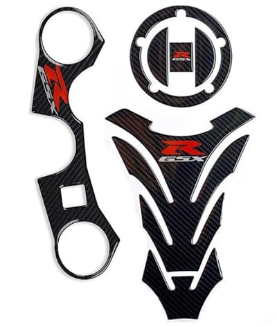 Inovey Dekorativer Motorrad-Aufkleber, 3D-Kohlefaser, Motorrad-Kraftstofftank-Aufkleber, geeignet für GSXR 600/750/1000 K6 K7 K8 K9 L1 2006–2017 (#1)