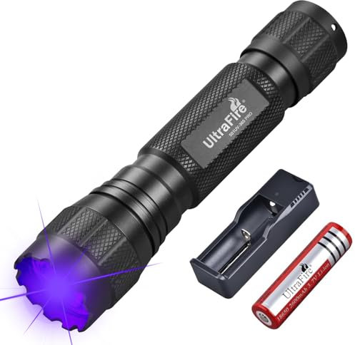 UltraFire Linterna UV de 365 nm, luz negra, 10 W, lámpara UV LED, pequeña lámpara ultravioleta para resina curada, detección de orina de mascotas, detección de escorpiones, 501UV-365 PRO