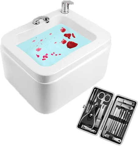 SRDCAIM Pedicure Bowl, Footsie Bath pedicure spa, Foot Bath spa, Foot soak tub, Portable Pedicure Bowl, Pedicure Spa Bathtub, Acrylic Pedicure Chair Shampoo Sink, Bath Basin for Foot Soaking(Silver)