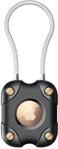 DEERLET Air Tag Holder with Wire Cable, Secure Lock Air Tag Keyring,IPX7 Waterproof,360°Hard Protective Air Tag Case Holder for Apple Air Tag for Key Chain,Key Ring,Car,Luggage