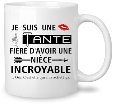 Yufansd Drôle Tasse à Café Cadeau de Tante de Nièce Cool Cadeau d'anniversaire pour Tante Femmes Tata Fête des Mères Noël Nouveauté Mug Céramique 350 ml (Tante de la nièce)