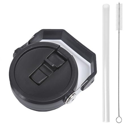 Replacement Tumbler Lid for Stanley IceFlow 20 oz 30 oz Flip Straw Lid with Reusable Straw,Cleaning Brush (Black, 20oz & 30oz)