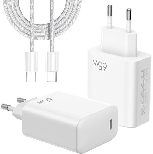 FPVtosky Caricatore USB-C da 65W Con Ricarica Rapida, Tecnologia GaN - Compatibile Con DJI NEO/Mini 4 Pro/3 Pro/4K/Air 3S/Avata 2, Osmo Pocket 3, DJI Controller - Cavo C a C Incluso (Bianco)
