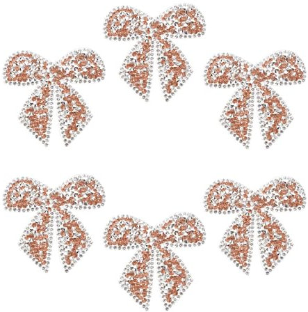 PATIKIL Bow Rhinestone Patches, 6 Pcs Bow Shape Sew/Iron on Applique Patches Rhinestone Applique Glitter Crystal Patches for Shoes Clothes Pants Bags Hats Shirts DIY Crafts, Champagne