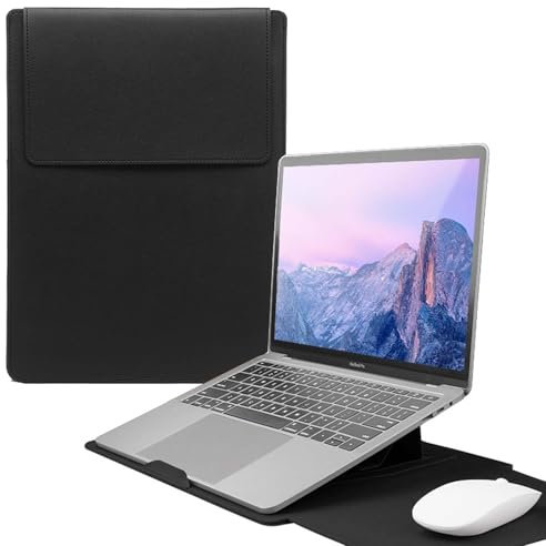 13-14 Pouces Housses Ordinateur Portable Sacoche avec Fonction Stand, Housse Légère en Cuir pour Ordinateur Portable, Sac étanche pour Ordinateur Portable Compatible avec MacBook