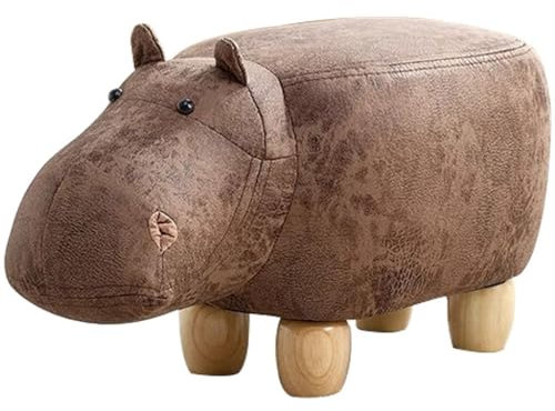 Fußhocker in Tierform, Ottomane, Heim- und Wohnzimmer, Freizeithocker, Fußstütze für Couch, Schlafzimmer, niedriger Hocker für Jungen/Mädchen, 4 Tier-Design, Nilpferd, 21 x 11 x 18 cm (T x B x H)