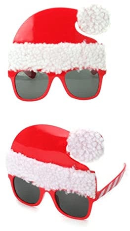 OATIPHO Lustige Weihnachtsbrille Mit Rotem Weihnachtsmütze Design Dekorative Brille Für Weihnachtsfeiern Maskerade Partys Und Als Foto Requisite Originelle Accessoires Für Santa Claus
