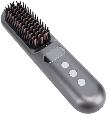 Haarglätterbürste, 9-stufige Temperaturregelung, Kabelloser Haarglätter, Mini-Ionen-Heißkamm-Glätteisen für Frauen, Kompakte Tragbare Glättbürste für Unterwegs