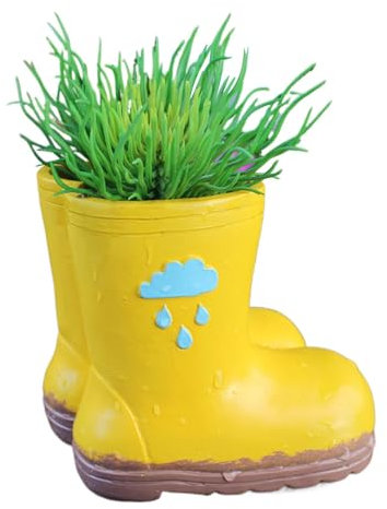 Rain Boots Figurine Flower Pot, Cute Boots Planter Creative Yellow Rain Boot Planter Boot Shaped Flower Pot For Indoor Outdoor Plants Funny Home Garden Decor