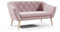 Sofa Gloria II Sitzer Velours skandinavischen Bank beige Samt Holzbeine schöne Steppung (Manila 09 - Rosa)