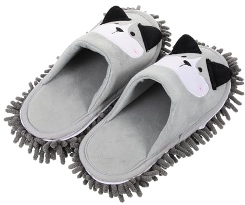FOMIYES Cute Dog Mop Shoes for Floor Cleaning Microfiber Slippers for Home Use Reusable Cleaning Slippers for Women
