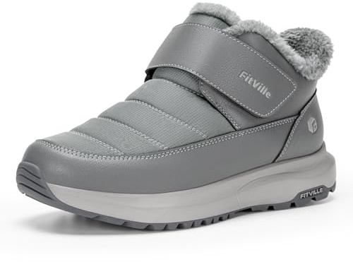 FitVille Winterstiefel Herren Extra Breite Winterschuhe mit Klettverschluss Warme Gefüttert Schneestiefel Rutschfeste Kurzschaft Stiefel Bequeme Winter Outdoor Boots