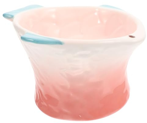 Toyvian Plato para Gatos de Cerámica Premium Cuenco Protector para Comida y Snacks Diseño Forma de Pez Rosa Fácil de Limpiar para Gatitos y Mascotas