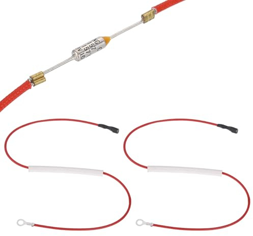 sourcing map 2Pcs Universal Rice Cooker Temperature Fuse, 157°C 10A 250V Metal Thermal Fuse with Terminal and Ring Terminal Fiberglass Sleeving for Electric Pressure Cooker Repair Part