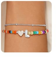 SLOONG Einschulung Geschenk - Armband mit Buchstaben für Frauen Mädchen | Vergoldet/Versilbert Bunte Perlen Armband Hypoallergen Armbänder Geburtstagsgeschenk Geschenke für Frauen Mädchen Kinder
