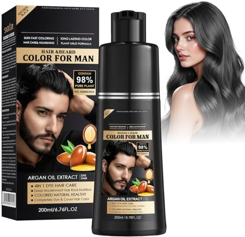 Hair Dye Shampoo,Tinte pelo Hombre,ColoracióN Y Cuidado Del Cabello En Un Solo Paso,200ml