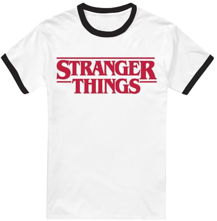 Stranger Things Unisex Stranger Things Main Logo Unisex Ringer T Shirt, Black White T-Shirt (1er Pack)