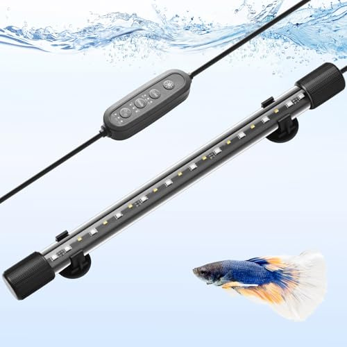 FEDOUR 38CM Luces LED para Acuario Sumergibles, Iluminación para Acuario 24/7 Ciclo con LEDs RGBW de Espectro Completo, Luz para Pecera Impermeable IP68 con Atenuación, Temporización y Ajuste de Color