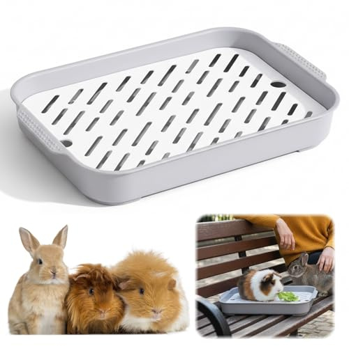 QyueQyat Rabbit Litter Box, Tray for Guinea Pigs and Bunnies, Toilet with Dimensions , Colour, Grey, 28 X 19 3 Cm, Small