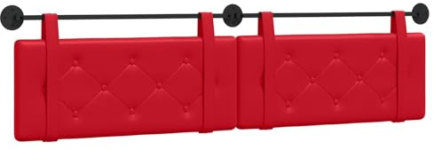 vidaXL Hängendes Kopfteil Rot Kunstleder, Elegantes modernes Kopfteil, rechteckiges Design, Wandmontage, gepolsterte Rückenlehne, minimalistisches Schlafzimmerdekor