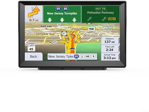 Glomc 22,9 cm (9 Zoll) Touchscreen-GPS-Navigationssystem für LKW, Wohnmobil, Bus, unterstützt Sprachabbiegeführung, mit 2024 für Europa-Kartendaten, 2D-3D-Ansicht und echte Routenplanung