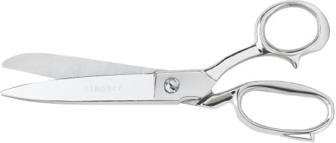 Gingher 10” Knife Edge Blunt Bent Trimmers - cutting out patterns and trimming seams - Fabric Scissors and Sewing Scissors