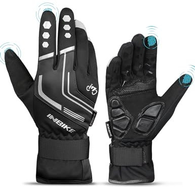 INBIKE Winterhandschuhe Fahrrad MTB Handschuhe Herren Damen Winter Touchscreen Fahrradhandschuhe Beheizbar für Radsport Road Race Downhill Wandern Schwarz XL