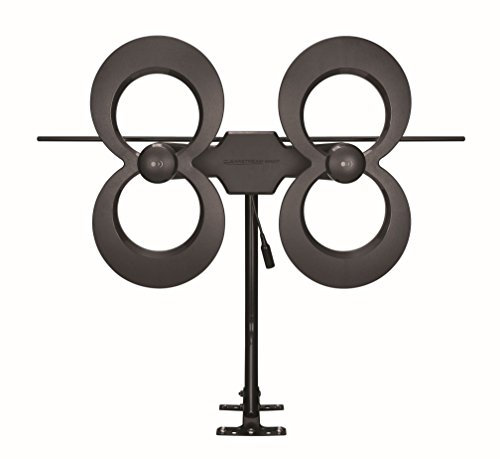 Antennas Direct ClearStream 4MAX - Antena de TV para interiores y exteriores, UHF VHF, multidireccional, rango de más de 70 millas, 4K 8K UHD, NEXTGEN TV, con mástil de 20 pulgadas (negro)