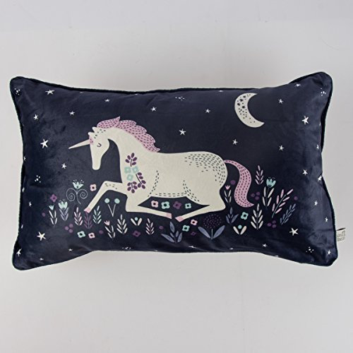 Sass & Belle Kissen mit Füllung Einhorn samt dunkelblau 50x30cm