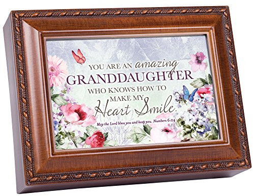 Cottage Garden Granddaughter My Heart Smile Spieluhr, Holzmaserung, mit Seil