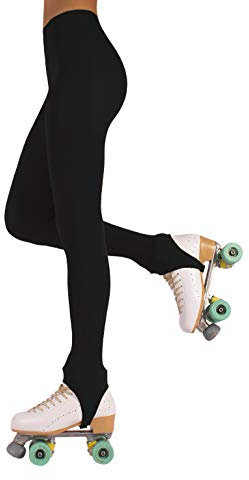 CALZITALY PACK 1 oder 2 PAARE - Damen Rollschuh und Eiskunstlauf Steg Strumpfhose | Karamell, Hautfarbe, Schwarz | S, M, L | 70 DEN | Made in Italy (L, Schwarz)