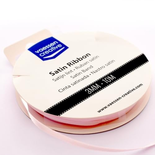 Vaessen Creative 301002-0006 Satinband Rosa, 3 mm x 10 Meter, Schleifenband, Dekoband, Geschenkband und Stoffband für Hochzeit, Taufe und Geburtstagsgeschenke, 3MM