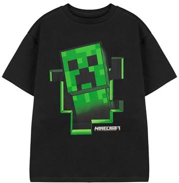Minecraft T-Shirt for Boys | Kids Creeper Inside Gamer Gifts Merchandise | Childrens Short Sleeve Black Top