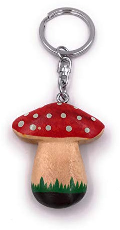 Onwomania - -Fliegenpilz Glücksbringer Pilz Schlüsselanhänger - Holz Glücksbringer ideal als Geschenk z.B. für den besten Freund, die beste Freundin, Mama - Für Männer, Frauen & Kinder