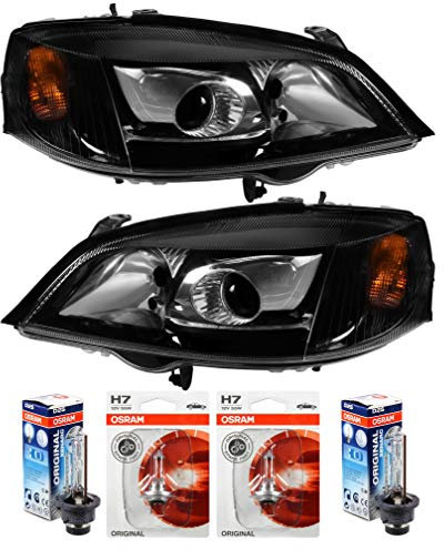 EISENFELS Bundle Set 69584679 Scheinwerfer rechts & links + Leuchtmittel D2S Xenarc + H7 Classic kompatibel mit Astra G CC F48_ F08_