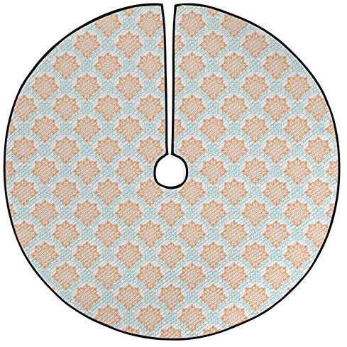 ABAKUHAUS orientalisch Weihnachtsbaum Rock und Schürze Snowflake Wie Mandala, Weihnachtsdeko 135 cm aus Stoff Weihnachtsbaumschmuck, Aprikose und dunkle Seafoam