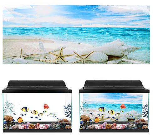 Zerodis Aquarium Poster, Sea Star Gemälde Aquarium Hintergrund Poster 3D PVC Selbstklebende Aquarium Landschaft für Aquarium Aquarium Dekoration(91 * 50cm)